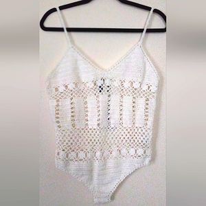 Large crochet machine made bodysuit never worn. Bundle for more savings!